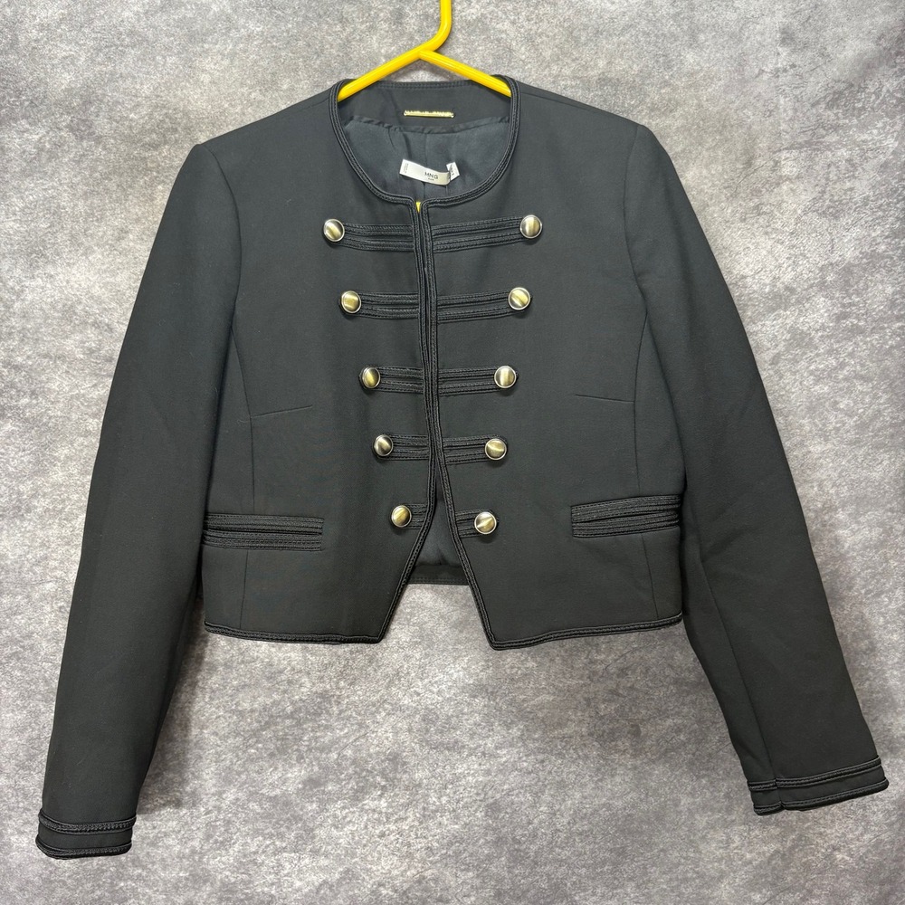 MNG Mango Black Military Napoleon Cropped Jacket Womens S Colonial Pirate Hussar